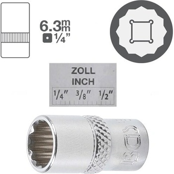 BGS technic 12-стенни къси инчови вложки на база 1/4 - от 1.20€ ; bgs technic