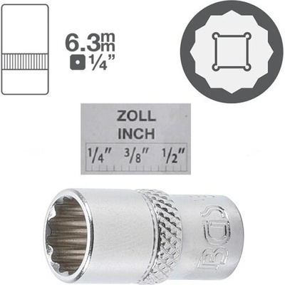 BGS technic 12-стенни къси инчови вложки на база 1/4 - от 1.20€ ; bgs technic