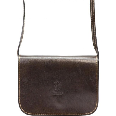 Diva kožená malá dámská crossbody kabelka tmavě hnědá