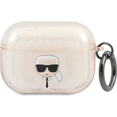 Karl Lagerfeld KLAPUKHGD калъф за AirPods Pro, златист, Glitter, главата на Карл (KLAPUKHGD)