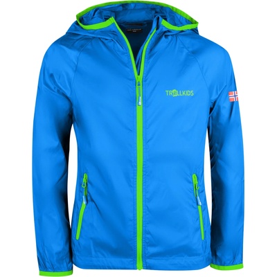TROLLKIDS Детско ветрозащитно яке Trollkids Kids Fjell Running Jacket Windproof jacket - Medium Blue / Green - размер 122 (EU) (718-0014-0820)