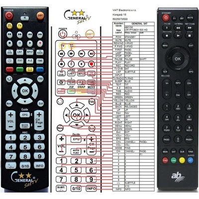 Diaľkový ovládač General AB Cryptobox 500HD, 550HD, 625HD, 600HD, 650HD, 700HD, 750HD, 752HD