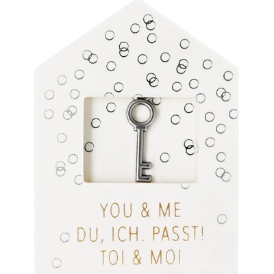räder Mini přání novomanželům s přívěskem Key, bílá barva, kov, papír