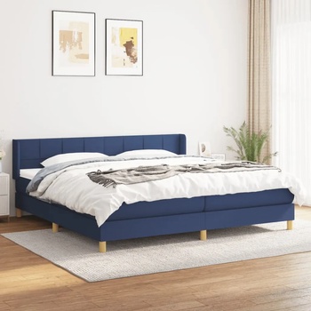 vidaXL Боксспринг легло с матрак, синьо, 200x200 см, плат (3130303)