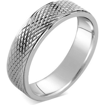 SILVEGO L'AMOUR Snubný prsteň s rytím z ocele RRC0470