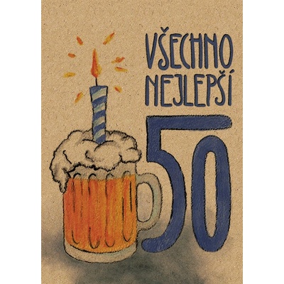 Přáníčko BeBechy - recyklovaný papír - 50 Pivo