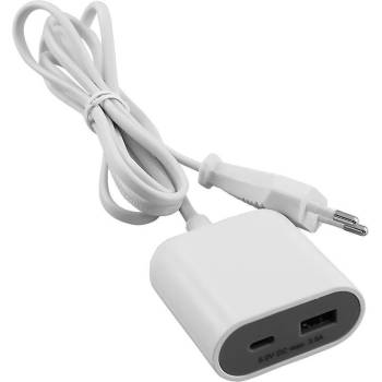 COMMEL Адаптер за контакт бял с usb a+c 1 х шуко - c245-101 (c245-101)