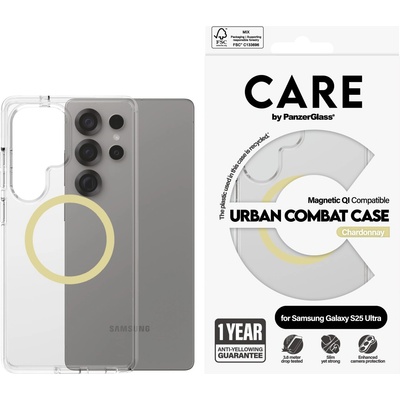 Panzer Гръб Care by PanzerGlass за Samsung Galaxy S25 Ultra, Flagship Case, Прозрачен, Urban Combat, QI Compatible, Chardonnay