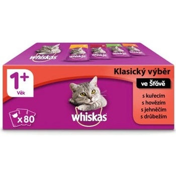 Whiskas klasický výběr ve šťávě pro dospělé kočky 80 x 100 g
