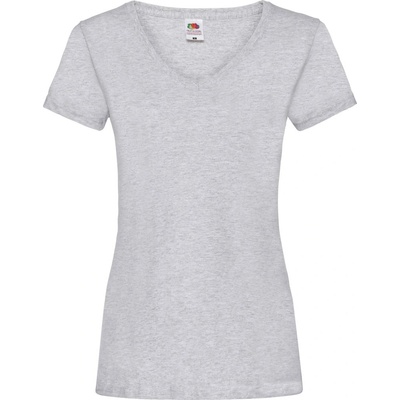 Fruit of the Loom Дамска тениска с v-образно деколте fruit of the loom lady-fit valueweight - светлосив меланж xl (16139861004)