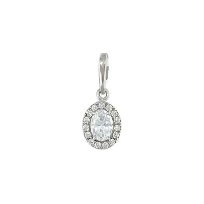 Infinitysilver Stříbrný přívěsek ovál s bílými zirkony KP330BZ