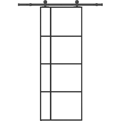 vidaXL Плъзгаща се врата с обков 76x205 см ESG стъкло и алуминий (3332909)