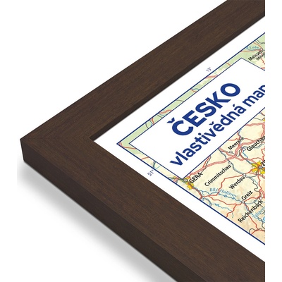 Excart Maps Česko – nástěnná vlastivědná mapa 136 x 87 cm Varianta: mapa v dřevěném rámu, Provedení: Pegi skořice