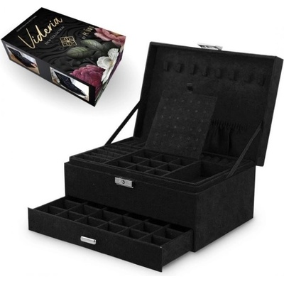Supplies Videria PD119CZ zamatová šperkovnica čierna