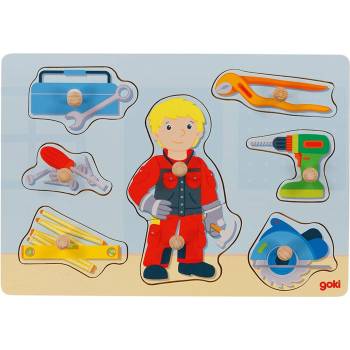 Image 1 of Goki Дървен пъзел с дръжки Goki - Майстор (57405)
