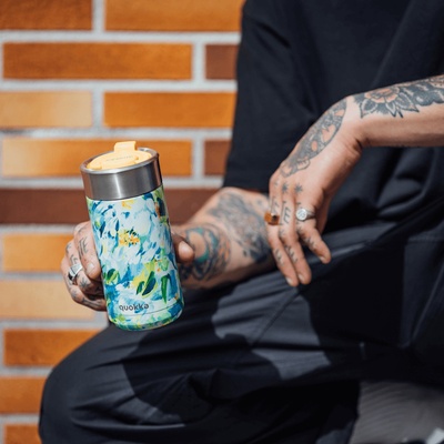 Quakka Boost Nerezový termohrnček so sitkom Blue Peonies 400 ml