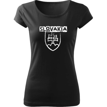 DRAGOWA dámske tričko slovenský znak s nápisom čierna