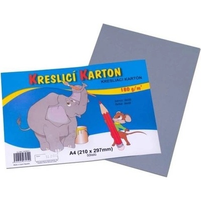 Karton barevný kreslicí A4 210 x 297 mm 50 listů/180g šedý