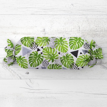 Biante Vankúš valec bonbon Sandra SA-175 Zelené listy Monstera 15x80
