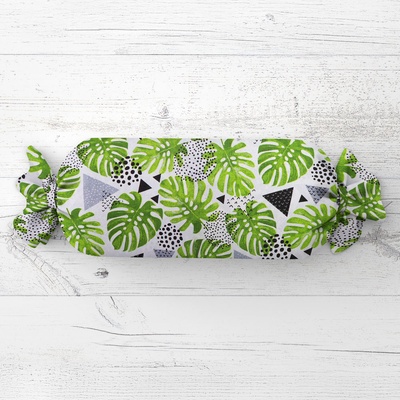 Biante Vankúš valec bonbon Sandra SA-175 Zelené listy Monstera 15x40