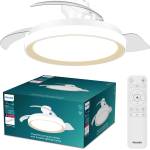 Philips Bliss ceiling fan with LED light and retractable blades, 3 blades, 106 cm wingspan, 4, 500 lumens, adjustable light (3, 000 K to 6, 500 K), dimmable up to 5%, incl. remote control, gold - 929004749801