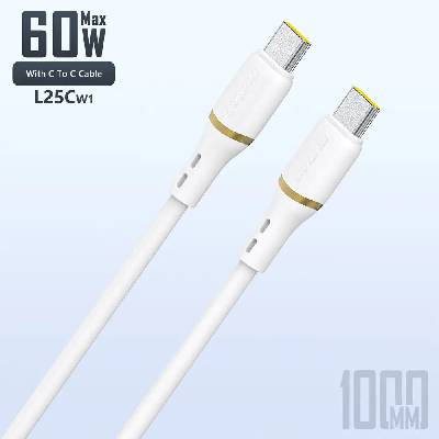 Dudao L25C USB-C - USB-C силиконов кабел 60W 1m - бял (L25C)