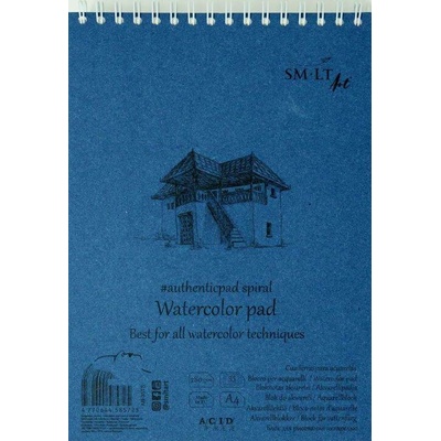 SM.LT Authentic akvarelový blok A4 280 g 35 listů rough hrubý celulózový papír spirála nahoře mikroperforace tvrdá záda FSC acid-free watercolor