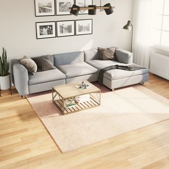 vidaXL Килим HUARTE с къс косъм, мек и миещ се, бежов, 240x240 см (375025)