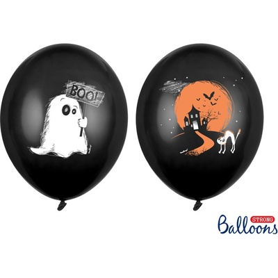 PartyDeco balóniky čierne Duchovia halloween