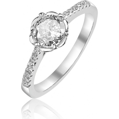 Meucci Stříbrný prsten s čirým kulatým zirkonem SS385R
