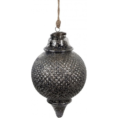 Clayre & Eef Granitová skleněná vánoční ozdoba špičatá baňka M 16*27 cm