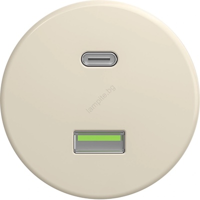 Kliklap - Ретро USB розетка A+C без рамка, бежова (KA0140)