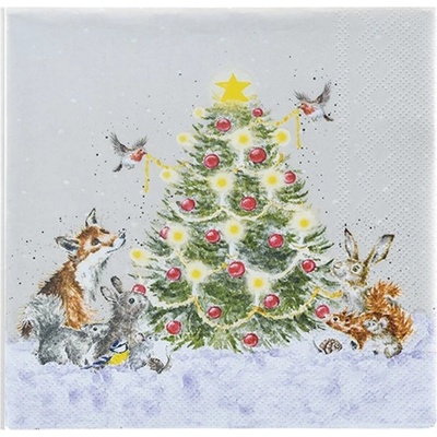 Wrendale Designs Papírové ubrousky Oh Christmas Tree Vánoční stromek 24x24cm