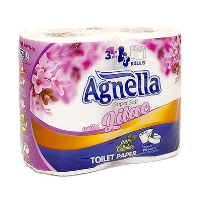 Agnella Агнела тоалетна хартия 3пл. 4бр люляк (3800234422503)