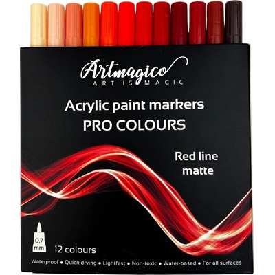 Artmagico Pro Red Line akrylové fixy červené odstíny 12 ks – Zboží Dáma