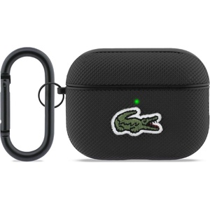 Lacoste Кожен кейс с карабинер за Apple AirPods Pro 3 - Lacoste PU Petit Pique Croc Logo Patch Case (черен) (LCAP3PVCK)
