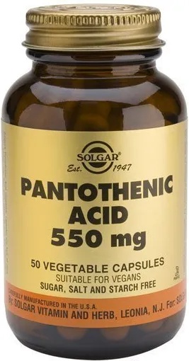 Solgar Пантотенова киселина / витамин B 5 / , Solgar Pantothenic Acid (B5) tablets 550mg , 50 caps
