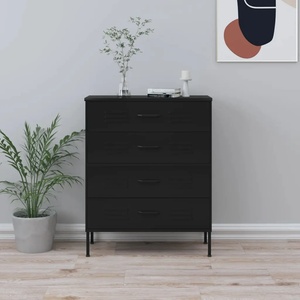 vidaXL Шкаф с чекмеджета, черен, 80х35х101, 5 см, стомана (336205)