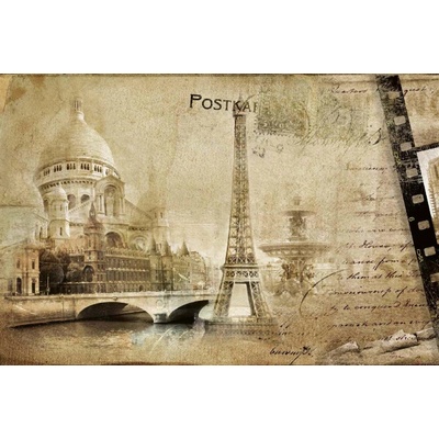Dimex MS-5-2132 Vliesová fototapeta Retro pařížská pohlednice rozměry 375 x 250 cm