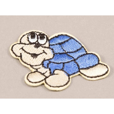 Nažehľovacia záplata - korytnačka - rozmer 4,5 cm x 3 cm - ružová, zelená, modrá modrá_10001155