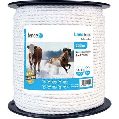 fencee Lano pro elektrický ohradník, průměr 5 mm, bílé, délka 200 m