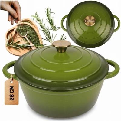 Atusa Litinový hrnec smaltovaný 26 cm 5 l HAGE olivový (DQ26-olive)