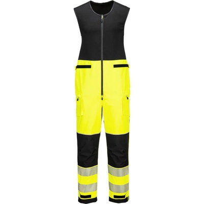PortWest PW3 HI-VIS SALOPETTE T150 Nepromokavá reflexní kombinéza HV žlutá/černá