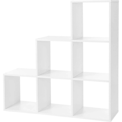 VASAGLE Knižnica stupňovitá polica so 6 priehradkami 97,5 x 97,5 x 29 cm bi