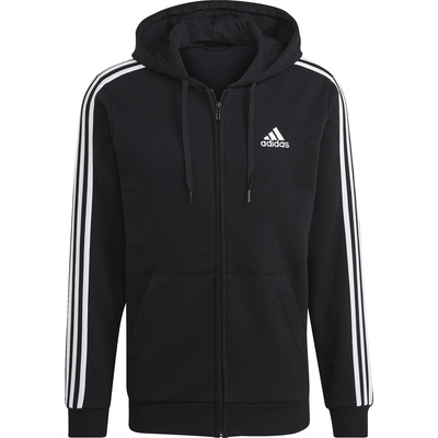 Adidas Мъжки суичър Adidas Essentials Fleece 3-Stripes Full-Zip Hoodie Mens - Black/White