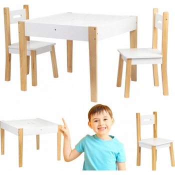 EcoToys dřevěný stůl s tabulí a dvěma židličkami