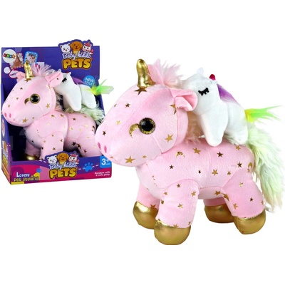 Lean Toys Plyšový jednorožec s uspávankou - ružový