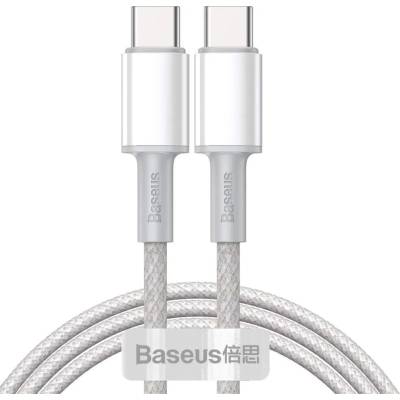 Baseus High Density Braided USB-C to USB-C Cable PD 2.0 100W (CATGD-A02) - здрав кабел с въжена оплетка за бързо зареждане за устройства с USB-C порт (200 см) (бял)