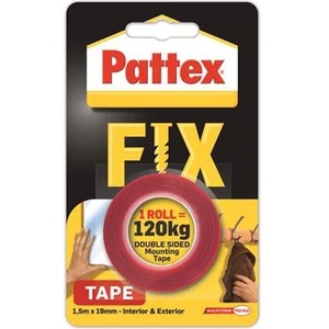 Henkel Самозалепваща лента, двустранна, 19 мм x 1, 5 м, HENKEL "Pattex Fix 120 kg", червена 2848974 (2848974)