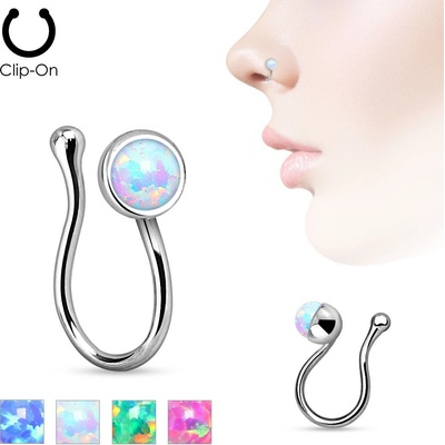 Šperky eshop falešný piercing do ucha třpytivý vypuklý I12.22 zelená